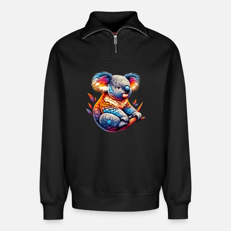 Koala - Relaxed Unisex Organic Half Zip Sweatshirt – von SPREAD - Schwarz