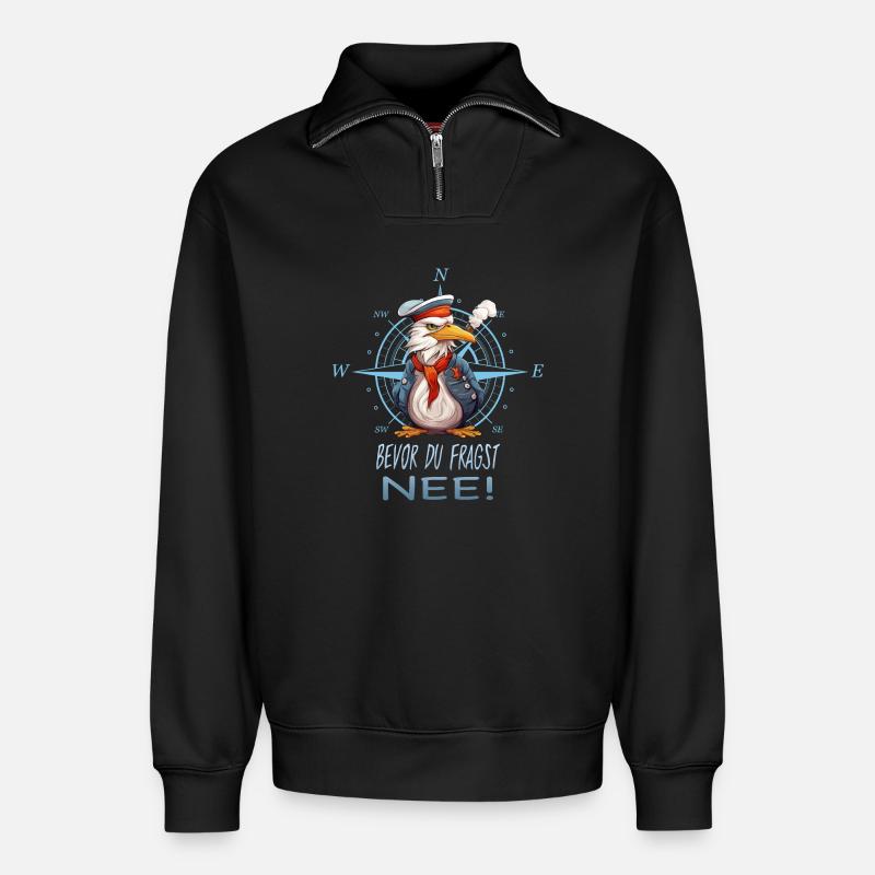 Bevor du fragst, Nee - Relaxed Unisex Organic Half Zip Sweatshirt – von SPREAD - Schwarz
