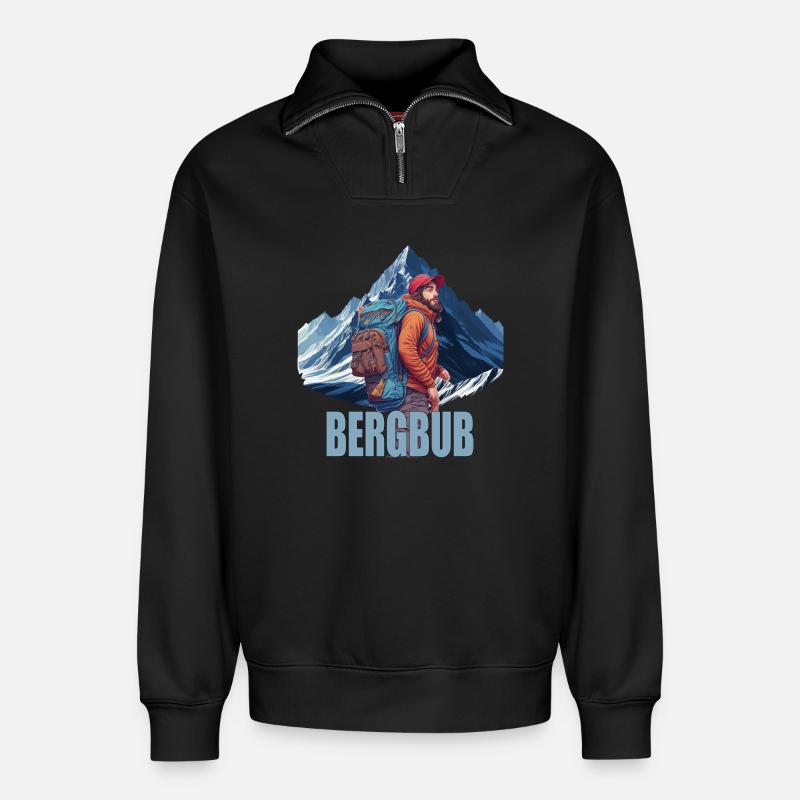 Bergbub - Relaxed Unisex Organic Half Zip Sweatshirt – von SPREAD - Schwarz