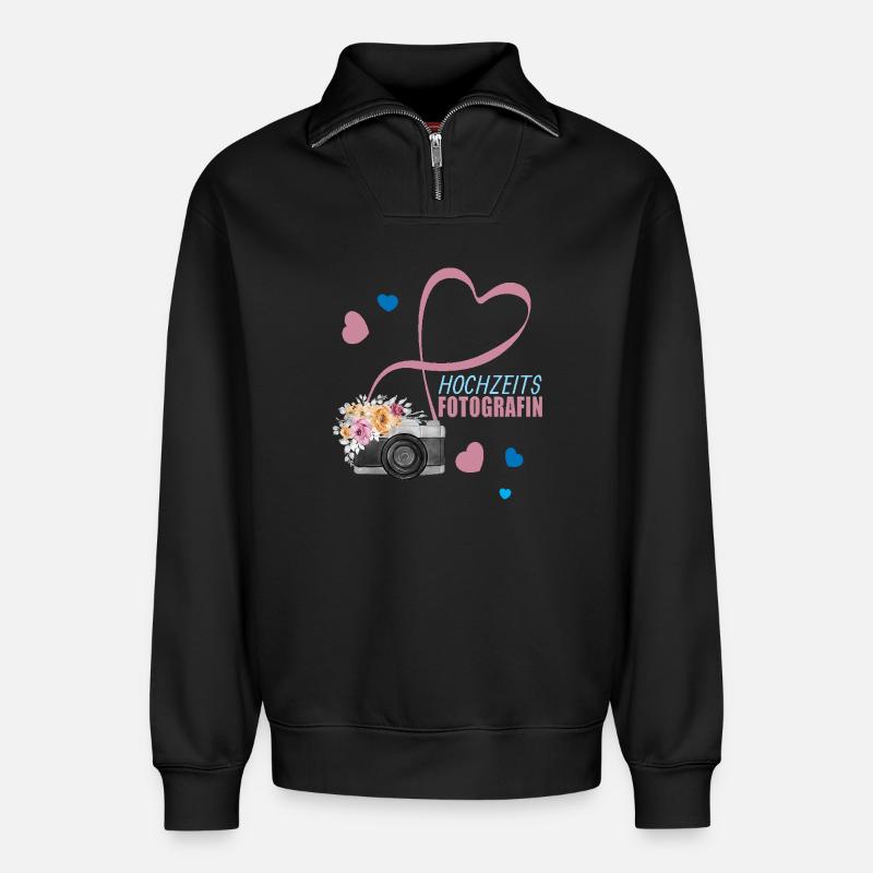 Hochzeitsfotografin - Relaxed Unisex Organic Half Zip Sweatshirt – von SPREAD - Schwarz