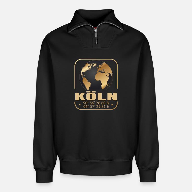 Köln - Relaxed Unisex Organic Half Zip Sweatshirt – von SPREAD - Schwarz