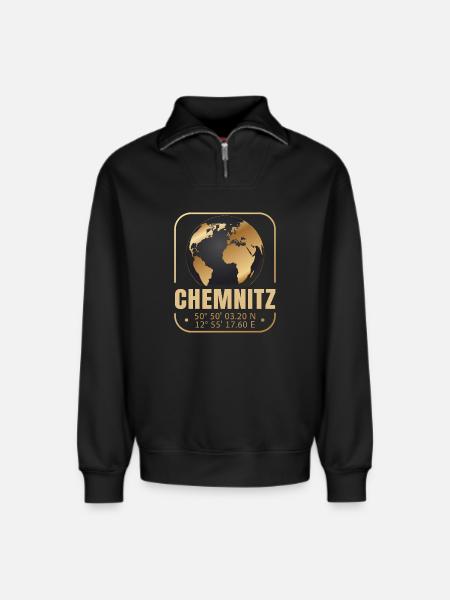 Chemnitz - Relaxed Unisex Organic Half Zip Sweatshirt – von SPREAD - Schwarz