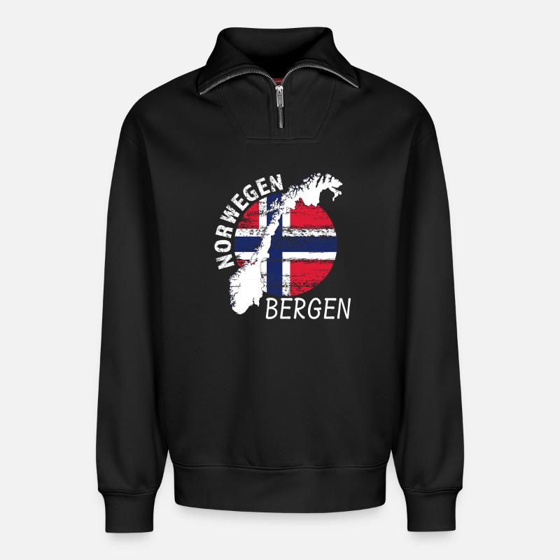 Bergen - Relaxed Unisex Organic Half Zip Sweatshirt – von SPREAD - Schwarz