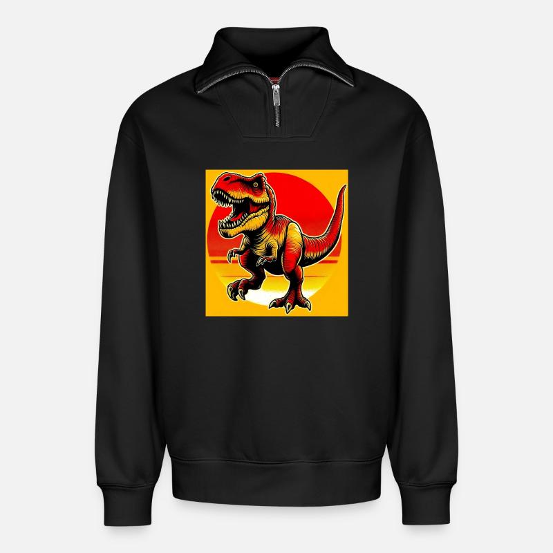 Dinosaurier - Relaxed Unisex Organic Half Zip Sweatshirt – von SPREAD - Schwarz
