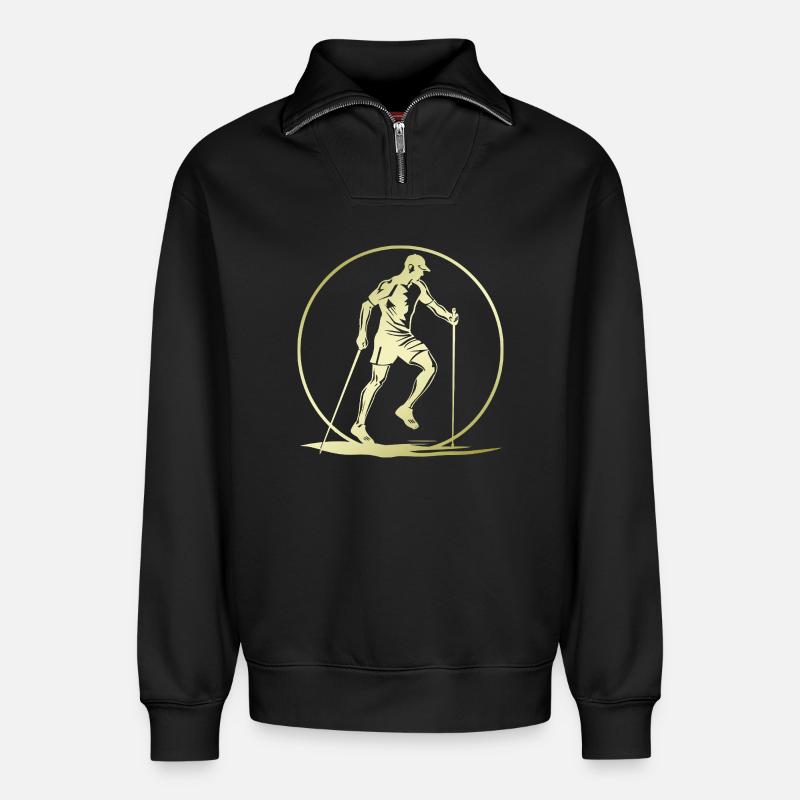 Nordic Walking Silhouette - Relaxed Unisex Organic Half Zip Sweatshirt – von SPREAD - Schwarz