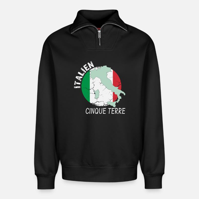 Cinque Terre - Relaxed Unisex Organic Half Zip Sweatshirt – by SPREAD - black