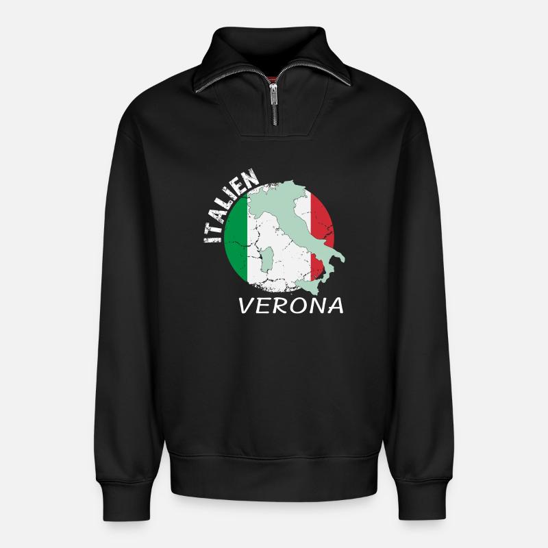 Vérone - Sweat unisexe décontracté en coton biologique à demi-zip – de SPREAD - noir