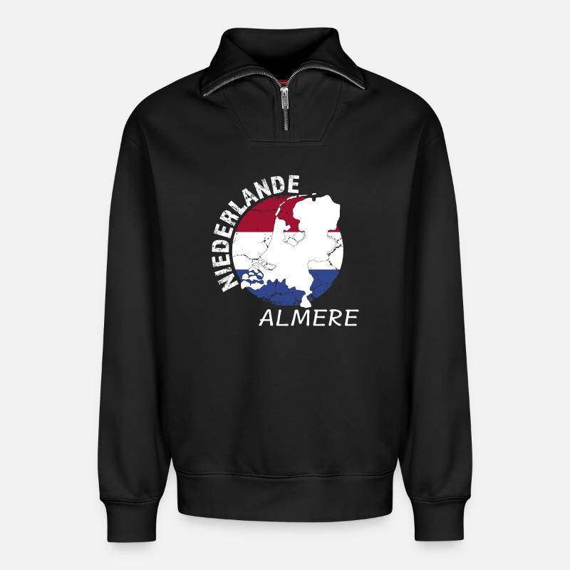 Almere - Relaxed Unisex Organic Half Zip Sweatshirt – von SPREAD - Schwarz