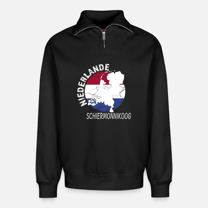 Schiermonnikoog - Relaxed Unisex Organic Half Zip Sweatshirt – von SPREAD - Schwarz