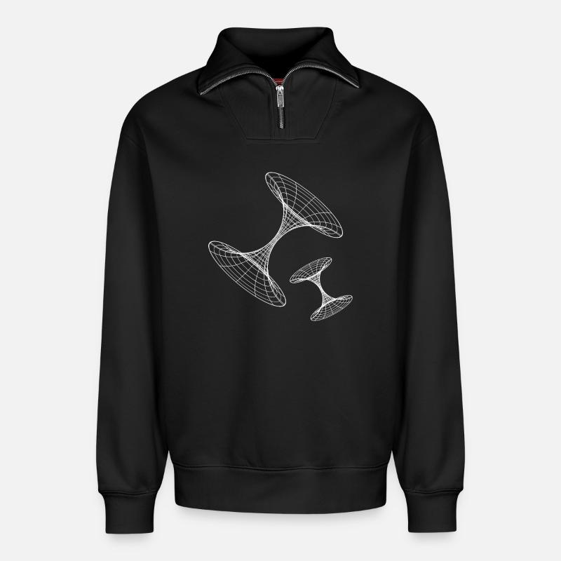 Wireframe Vortex Geometry - Relaxed Unisex Organic Half Zip Sweatshirt – by SPREAD - black