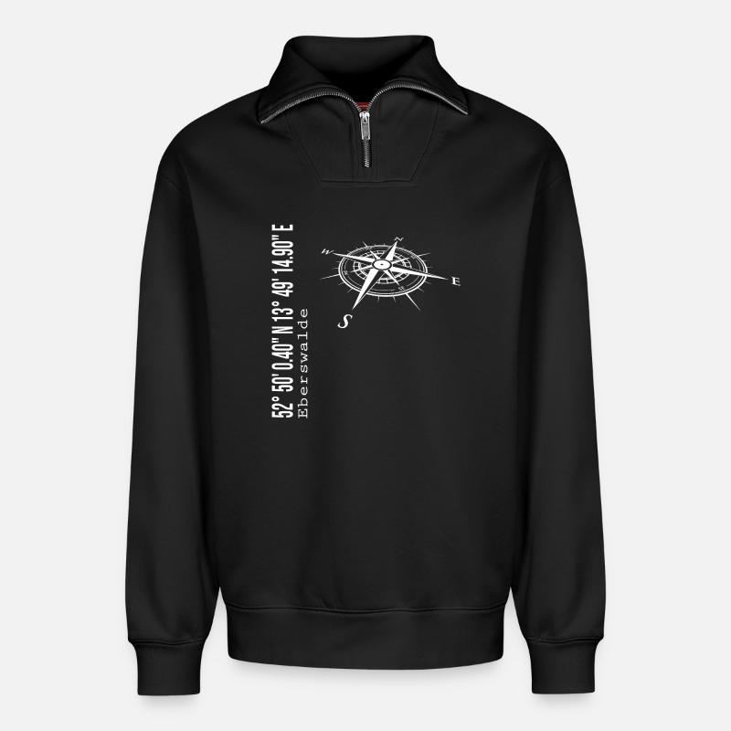 Eberswalde - Relaxed Unisex Organic Half Zip Sweatshirt – by SPREAD - black