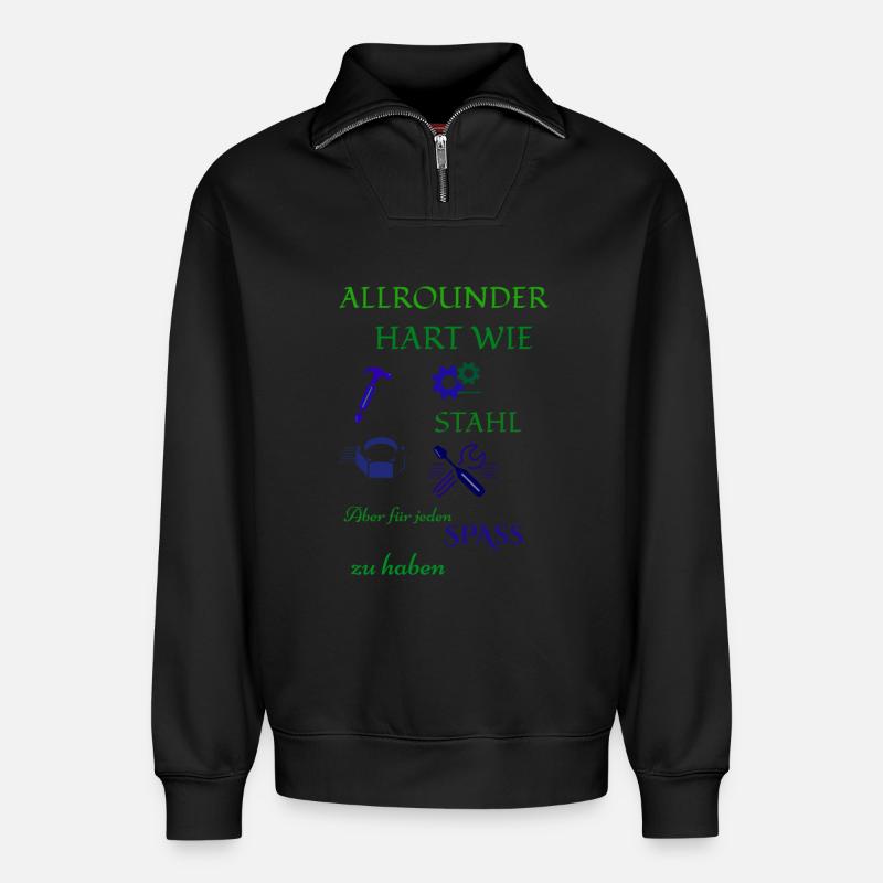 Handwerker Kaffee und Bier - Relaxed Unisex Organic Half Zip Sweatshirt – von SPREAD - Schwarz