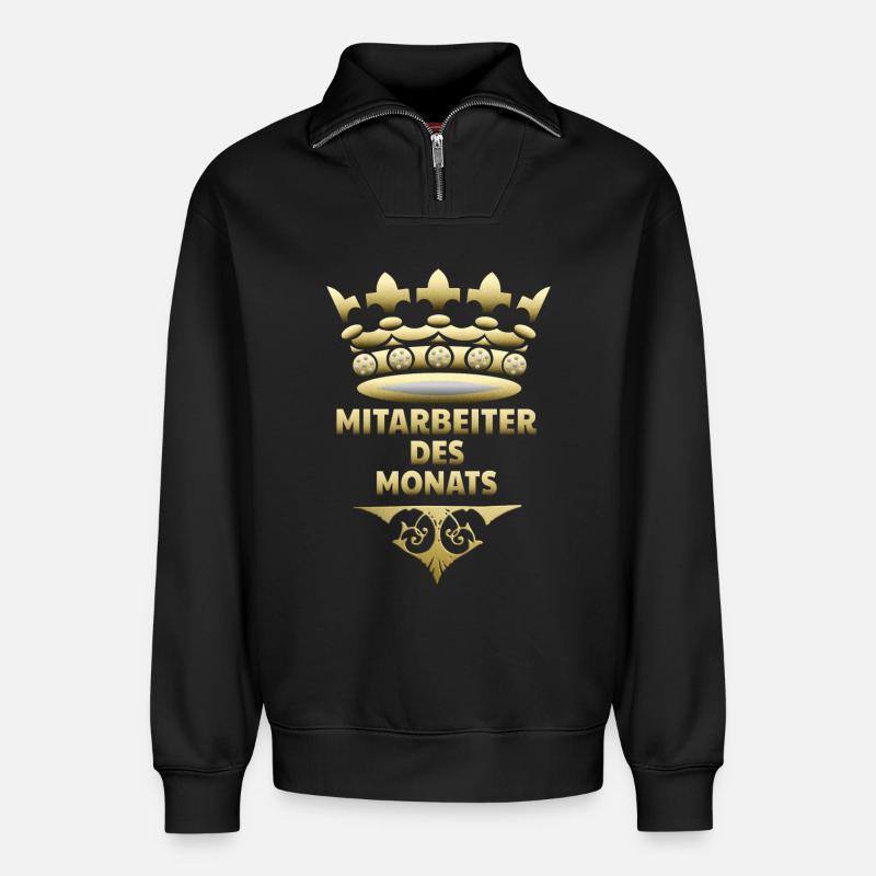 Mitarbeiter des Monats - Relaxed Unisex Organic Half Zip Sweatshirt – von SPREAD - Schwarz