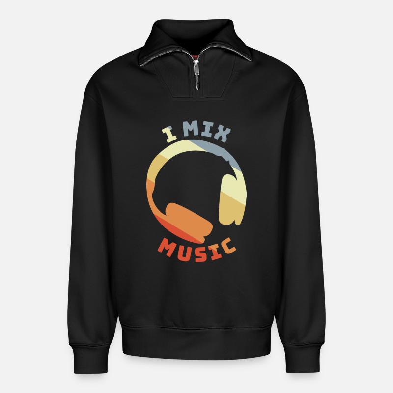 DJ Quote - Relaxed Unisex Organic Half Zip Sweatshirt – by SPREAD - black