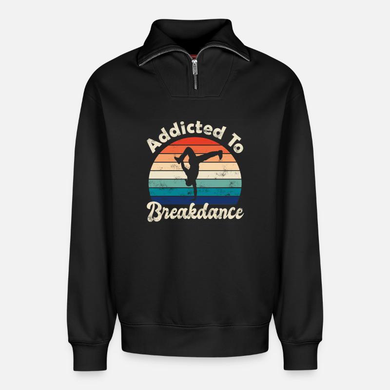 Breakdance - Relaxed Unisex Organic Half Zip Sweatshirt – von SPREAD - Schwarz