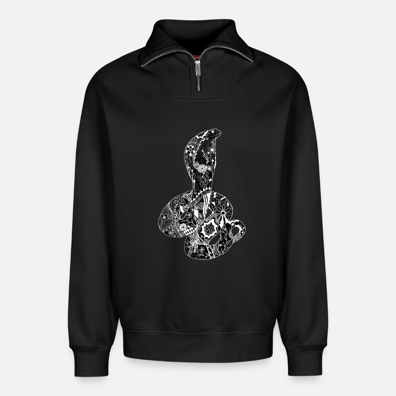 Patchwork Cobra - Relaxed Unisex Organic Half Zip Sweatshirt – by SPREAD - black