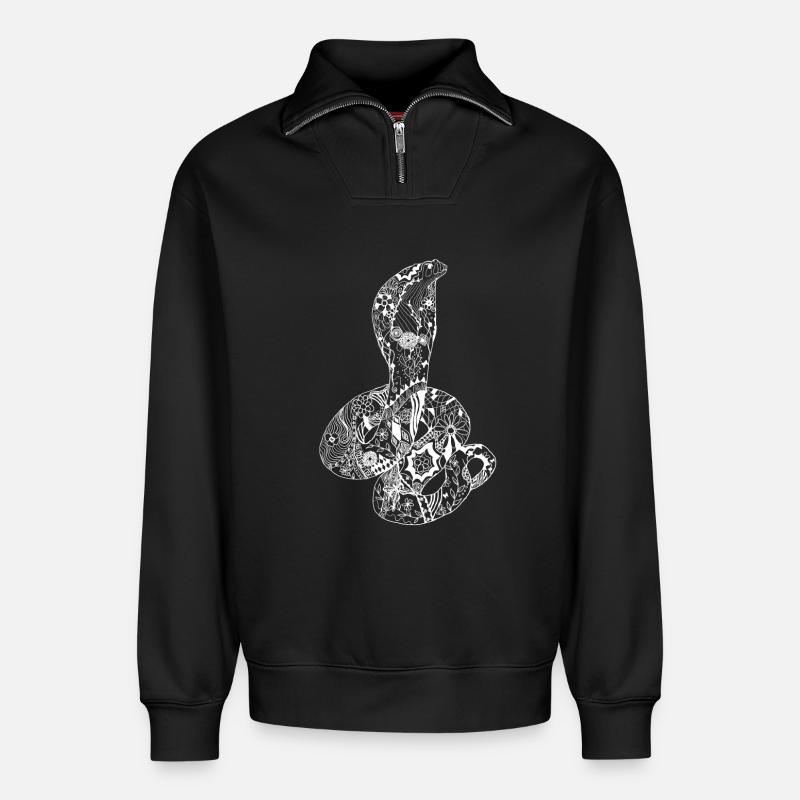 Patchwork Cobra - Relaxed Unisex Organic Half Zip Sweatshirt – by SPREAD - black