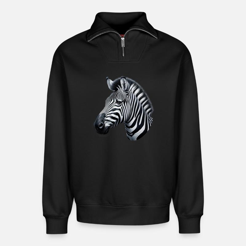 Zebra - Relaxed Unisex Organic Half Zip Sweatshirt – von SPREAD - Schwarz