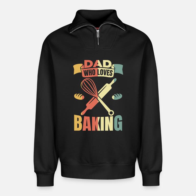 Bäcker Vater - Relaxed Unisex Organic Half Zip Sweatshirt – von SPREAD - Schwarz