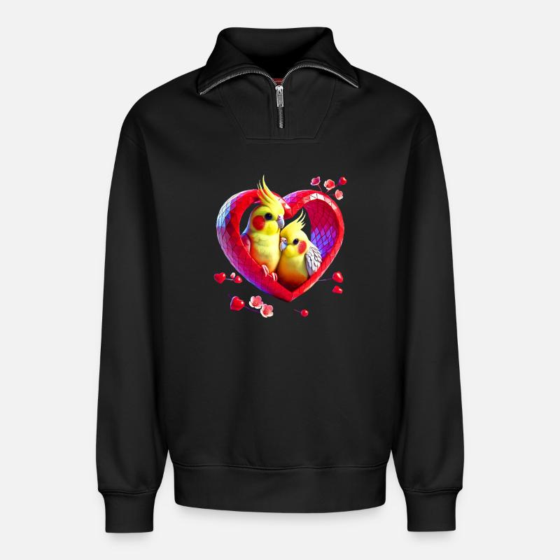 Cœur de nymphe (04) - Sweat unisexe décontracté en coton biologique à demi-zip – de SPREAD - noir