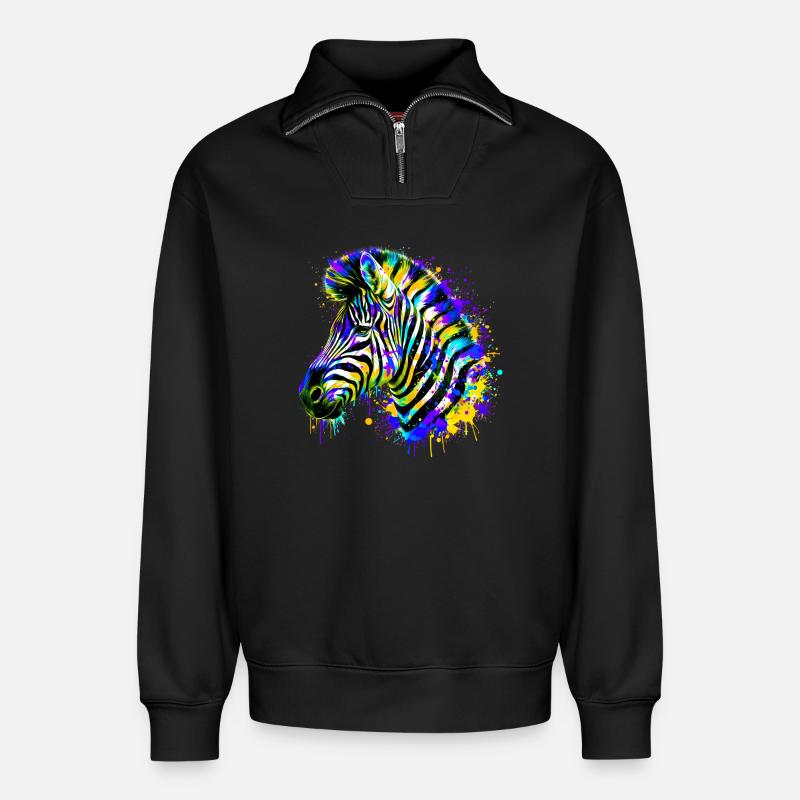 Zebra - Relaxed Unisex Organic Half Zip Sweatshirt – by SPREAD - black