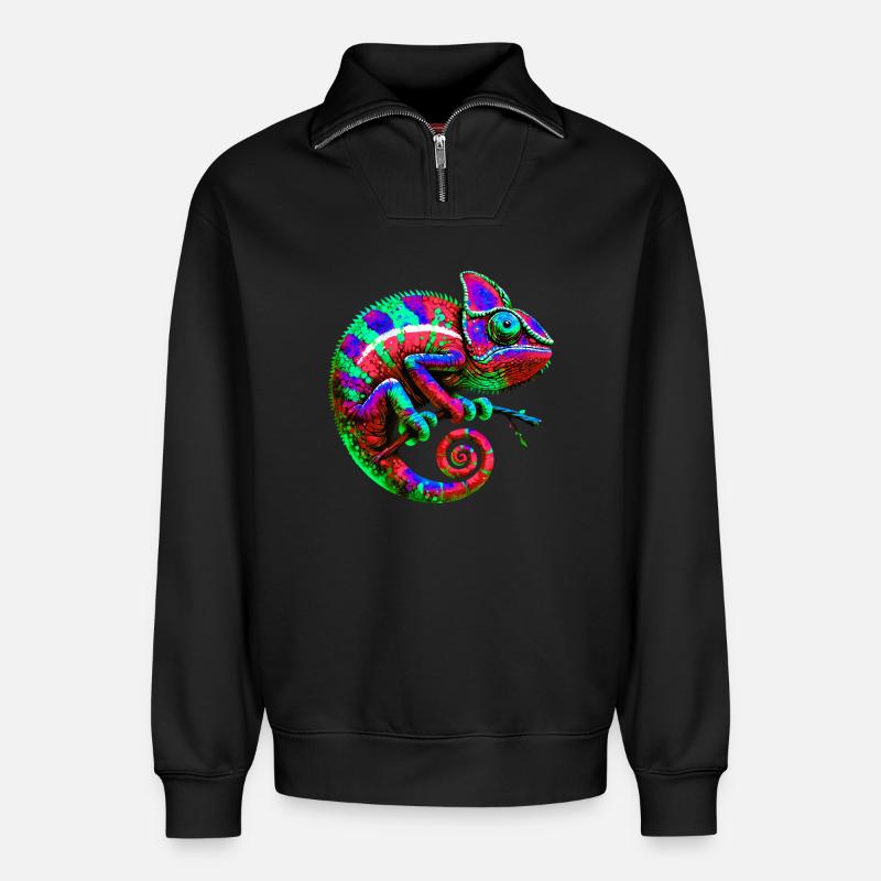 Chameleon - Relaxed Unisex Organic Half Zip Sweatshirt – by SPREAD - black