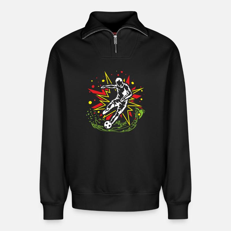 Kicker in ComicBeat - Relaxed Unisex Organic Half Zip Sweatshirt – by SPREAD - black
