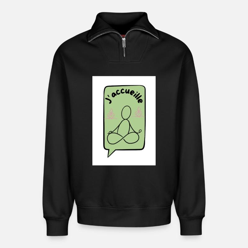 Ich begrüße ocker - Relaxed Unisex Organic Half Zip Sweatshirt – von SPREAD - Schwarz