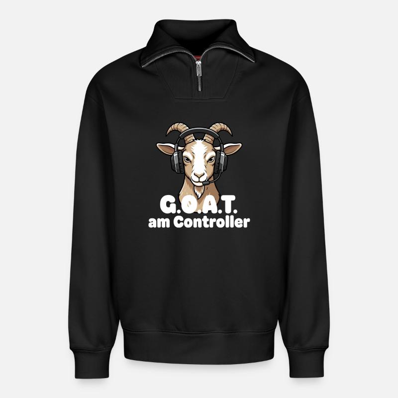 GOAT am Controller - Relaxed Unisex Organic Half Zip Sweatshirt – von SPREAD - Schwarz