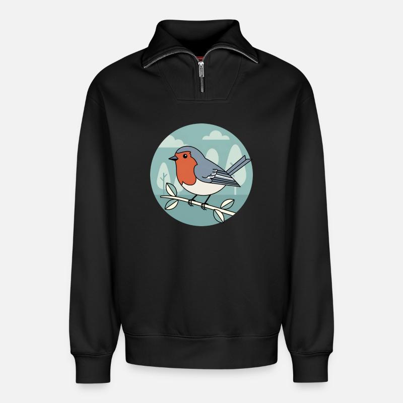 robin - Relaxed Unisex Organic Half Zip Sweatshirt – by SPREAD - black