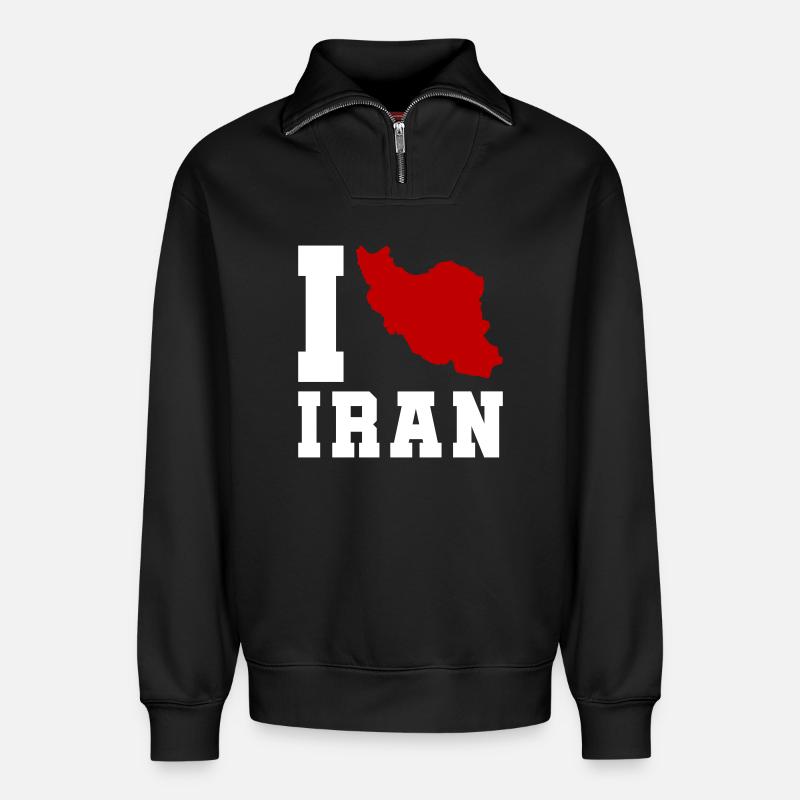 I Love Iran - Relaxed Unisex Organic Half Zip Sweatshirt – von SPREAD - Schwarz