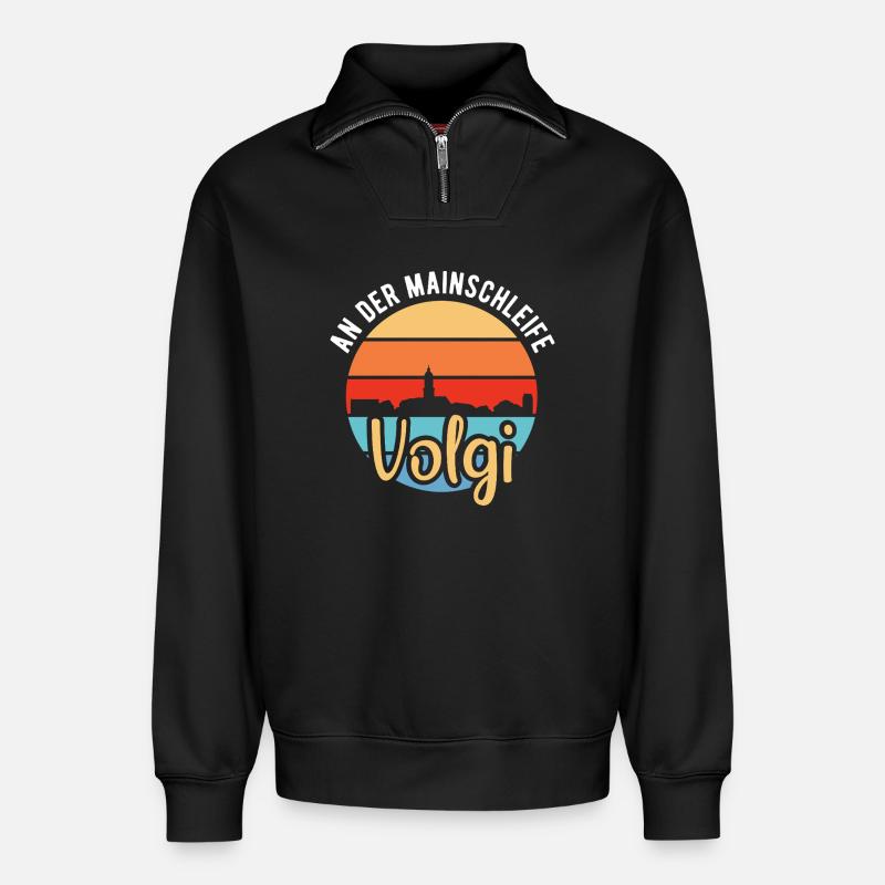 Volkach | Volgi | Main loop - Relaxed Unisex Organic Half Zip Sweatshirt – by SPREAD - black