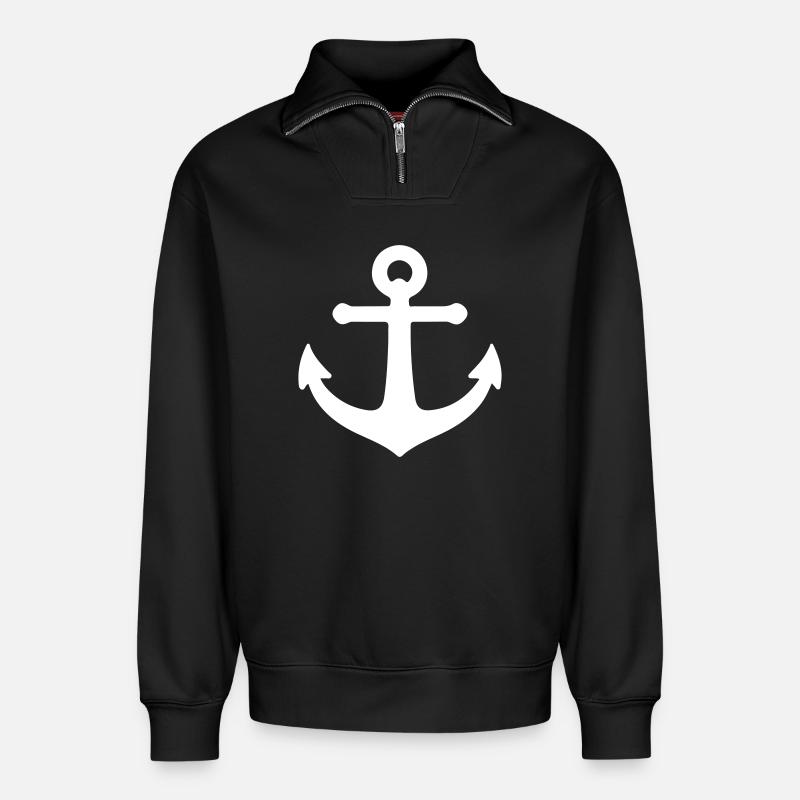 Anker Symbol - Relaxed Unisex Organic Half Zip Sweatshirt – von SPREAD - Schwarz