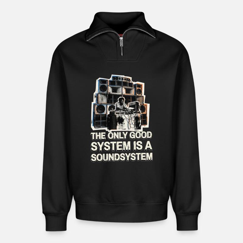 Soundsystem Dub - Relaxed Unisex Organic Half Zip Sweatshirt – von SPREAD - Schwarz