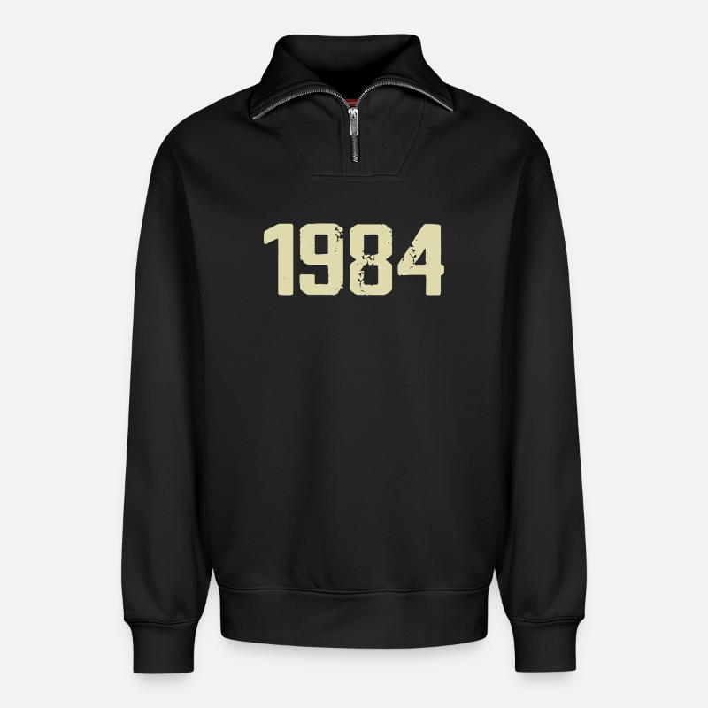 Jubiläum 1984 - Relaxed Unisex Organic Half Zip Sweatshirt – von SPREAD - Schwarz