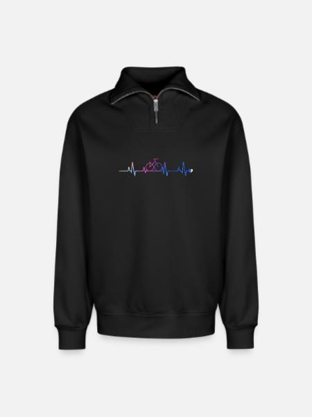 Bicycle Heart Gradient - Relaxed Unisex Organic Half Zip Sweatshirt – by SPREAD - black