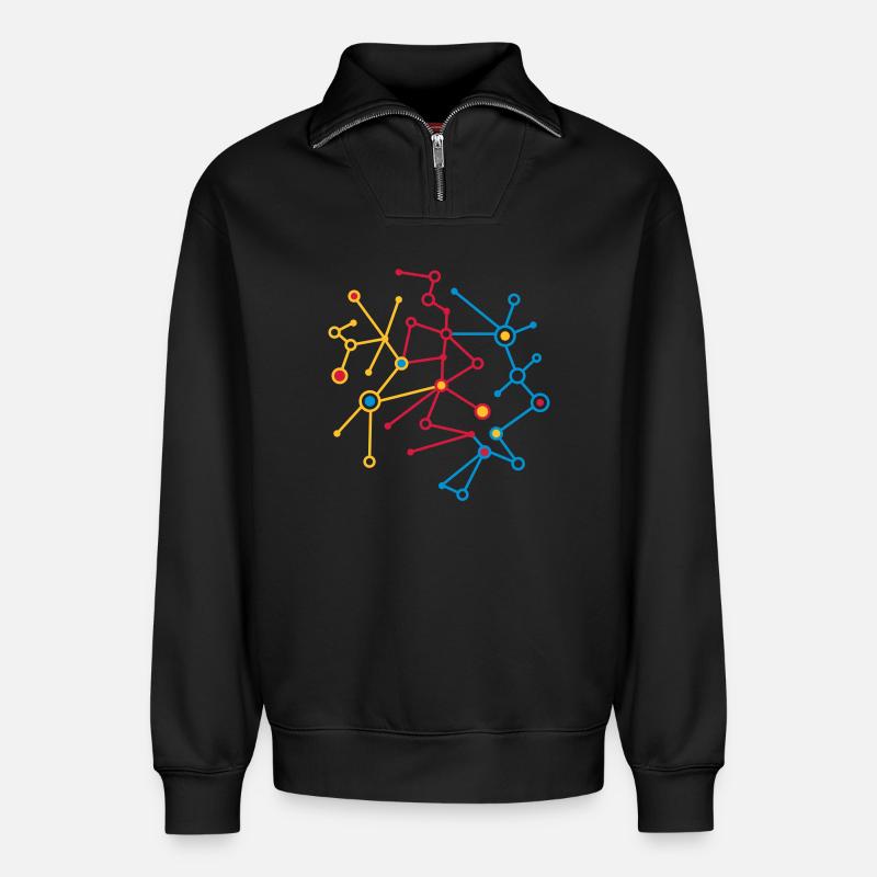 Molekül Muster - Relaxed Unisex Organic Half Zip Sweatshirt – von SPREAD - Schwarz
