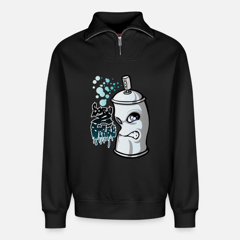 Spray and graffiti - Relaxed Unisex Organic Half Zip Sweatshirt – von SPREAD - Schwarz