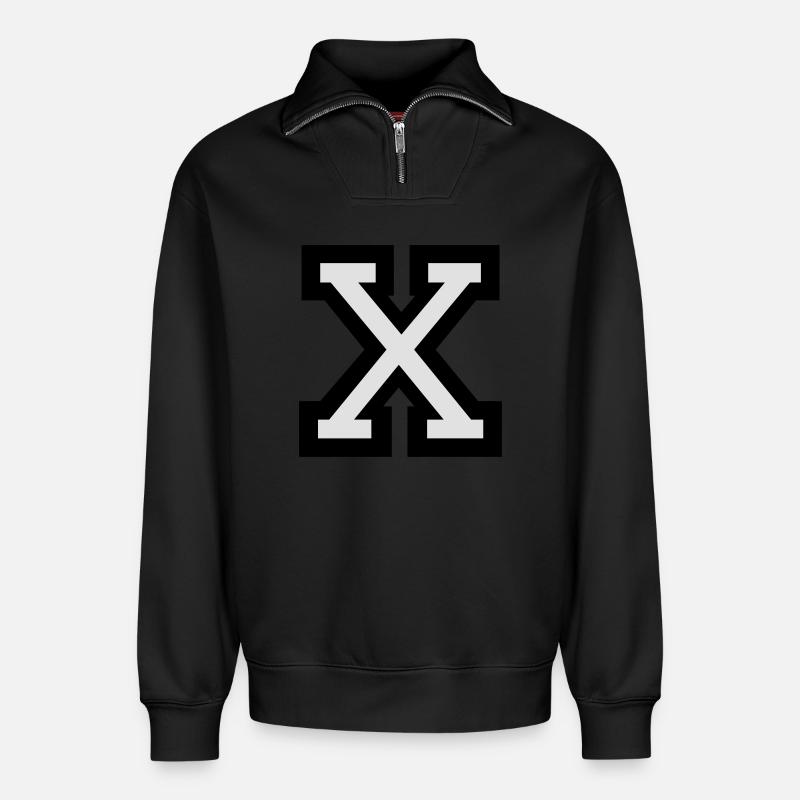 X Buchstabe X - Relaxed Unisex Organic Half Zip Sweatshirt – von SPREAD - Schwarz