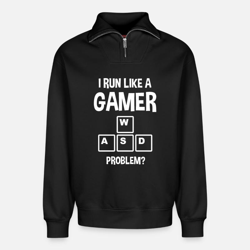 Gaming - Relaxed Unisex Organic Half Zip Sweatshirt – von SPREAD - Schwarz