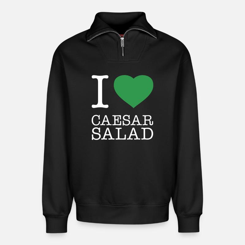I LOVE CAESAR SALAD - Relaxed Unisex Organic Half Zip Sweatshirt – von SPREAD - Schwarz