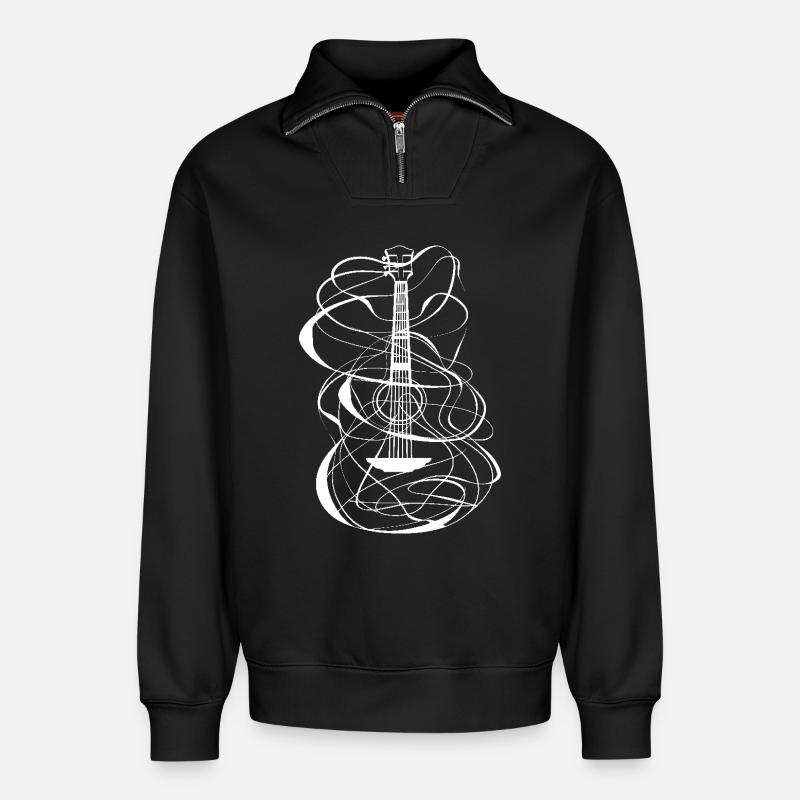 Ukulele Sketch - Relaxed Unisex Organic Half Zip Sweatshirt – by SPREAD - black
