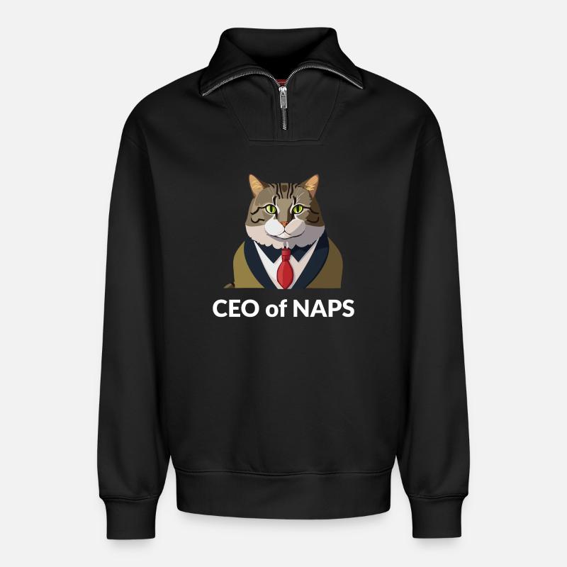 Geschäftsmann Katze mit Krawatte - Relaxed Unisex Organic Half Zip Sweatshirt – von SPREAD - Schwarz
