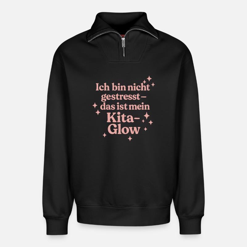 Ich bin nicht gestresst... (rosa) - Relaxed Unisex Organic Half Zip Sweatshirt – von SPREAD - Schwarz