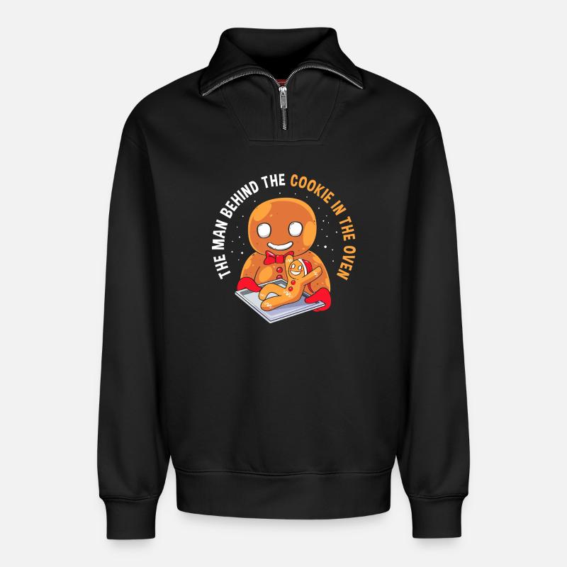 Werdende Väter Werdender Papa - Relaxed Unisex Organic Half Zip Sweatshirt – von SPREAD - Schwarz
