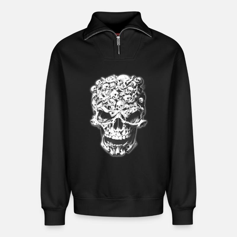 Schädel der Schädel - Relaxed Unisex Organic Half Zip Sweatshirt – von SPREAD - Schwarz
