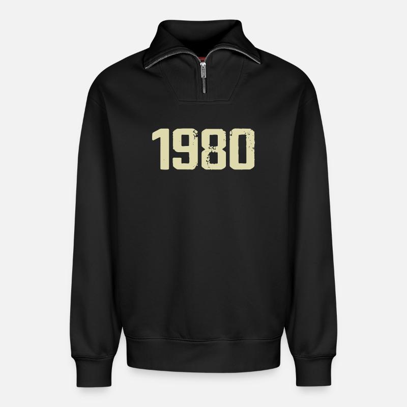 Jubilé 1980 - Sweat unisexe décontracté en coton biologique à demi-zip – de SPREAD - noir