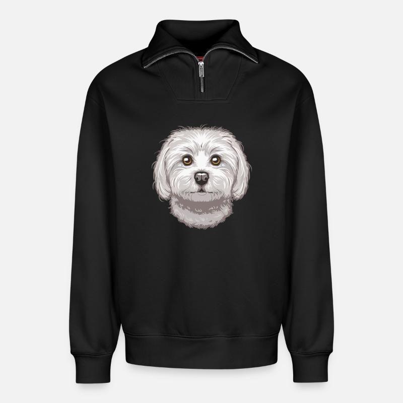Maltese - Sweat unisexe décontracté en coton biologique à demi-zip – de SPREAD - noir