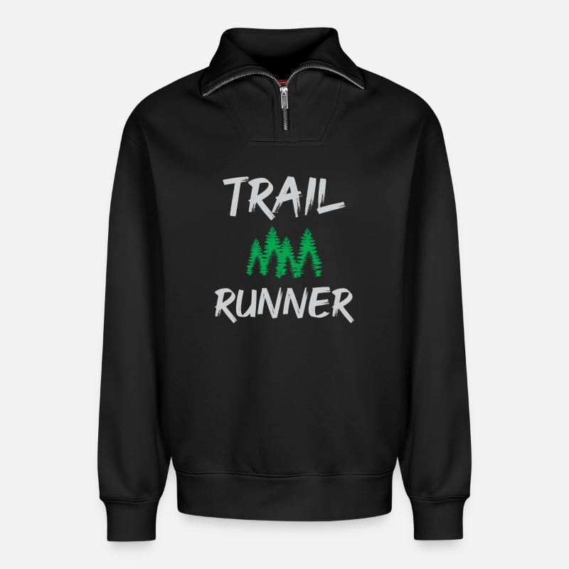 Trail Runner - Sweat unisexe décontracté en coton biologique à demi-zip – de SPREAD - noir