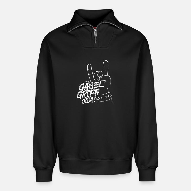 Knopf Harmonika - Gabelgriff Oida! | ZiachON! - Relaxed Unisex Organic Half Zip Sweatshirt – von SPREAD - Schwarz
